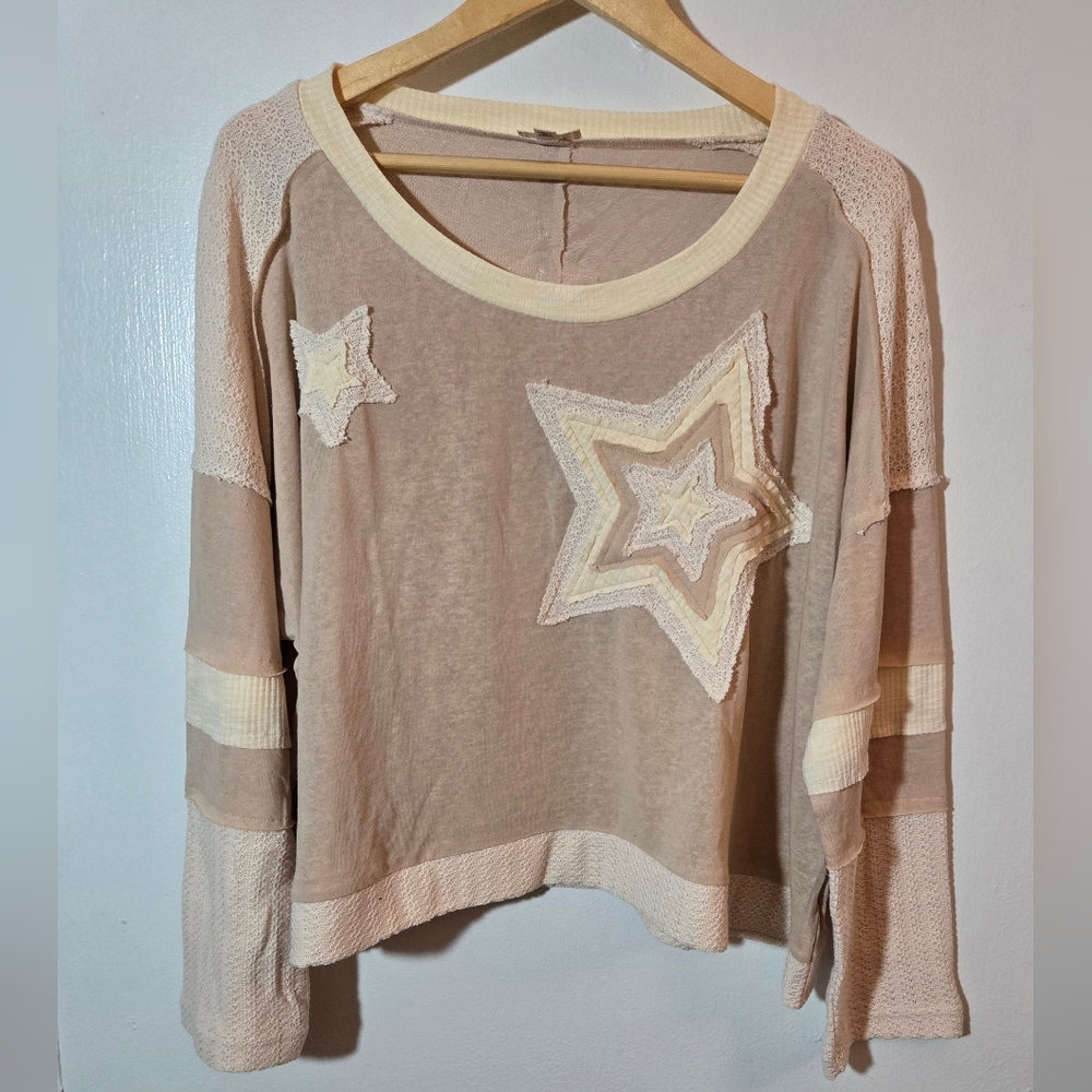 POL: Beige Star Patchwork Sweater NWOT- Never Worn